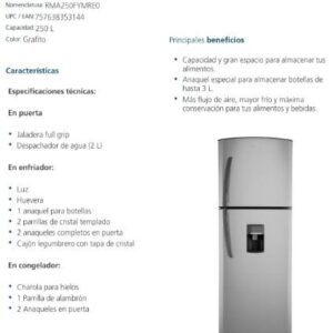 Refrigerador Mabe Rma250fymre0